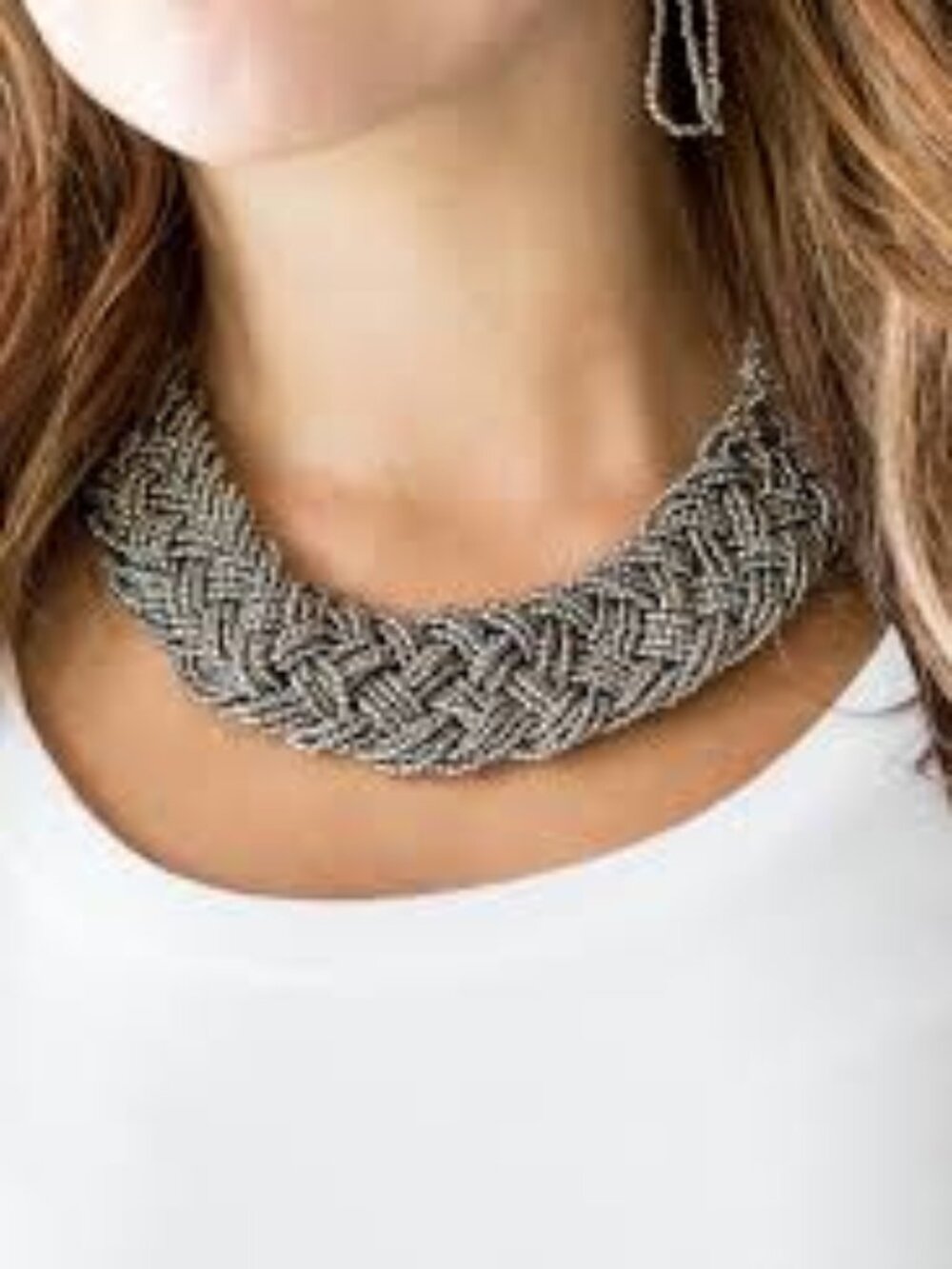 NWT Gunmetal Silver Beads Set of Chunky Necklace and Earrings by Paparazzi